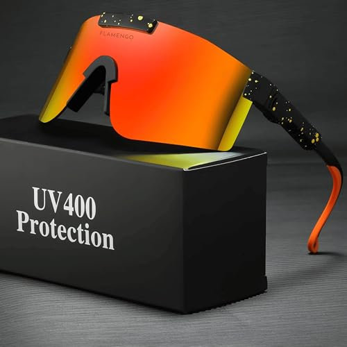 Flamengo Sport Sonnenbrille | Polarisierte UV400 Viper-Brille | TR90 Rahmen & TAC Gläser | Ideal für Ski, Radsport & Wintersport | Schnelle Brille (rot)