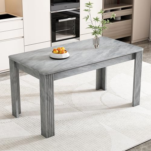 Merax Rechteckiger Esstisch für 4-6 Personen, Eichenholztisch Küchentisch Esszimmertisch für Restaurant, Wohnzimmer, Küche,Wohnzimmer, Beton-Optik/117 * 68 * 75cm