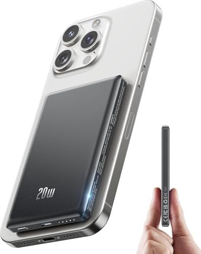 Power Bank para Magsafe,Ultra Slim Pequeño Bateria Externa Carga Rapida 5000mAh,20W PD Magnetic Bateria Portatil con Entrada y Salida USB C de High Speed Powerbank para iPhone 12 13 14 15 16 Pro Mini