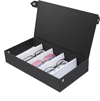 Alleshelfer Brillenbox mit 5 Fächern, Sonnenbrillenetui, Brillen Aufbewahrungsbox, Sonnenbrillen Aufbewahrung, Brillenkoffer Brillenetui Hardcase für Brillen Aufbewahrungsbox für Sonnenbrillen