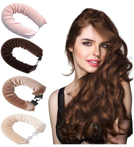 Ymoryiyi 4er-Set Verstärkte Lockenwickler über Nacht mit 4cm Durchmesser - Rutschfest Heatless Curls Band für Overnight Blowout, Haken-Design für mittellanges/langes Haar (Farbmix) (Farbmix A, L)
