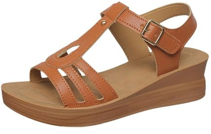 Stivali da neve sandali estivi casual a punta aperta per le donne scarpe con zeppa per l'uso quotidiano, coppia perfetta per scarpe di sicurezza donna leggera con cerniera, marrone, 37 EU X-Étroit