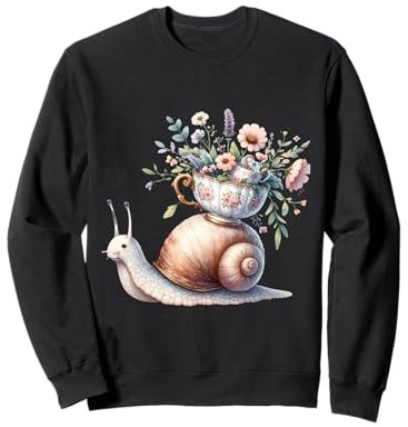 Illustration d'escargot fantaisiste avec des fleurs de tasse à thé Sweatshirt