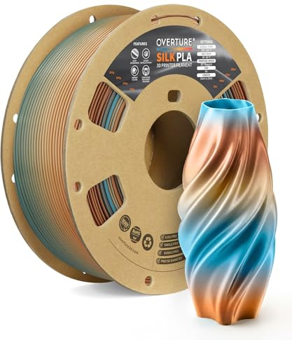 OVERTURE Silk PLA Filament 1,75 mm Copper Shore, 1kg | Mehrfarbig | Farbenreich • Seidige • Kaschiert Schichtlinien • Gleichmäßige Extrusion • Geringer Verzug • ±0,02 mm • FDM-kompatibel