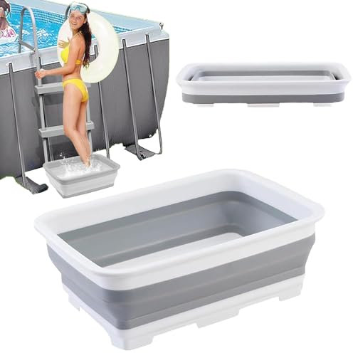 Pediluve Piscine - Bassine Pied - Bain De Pieds Pliable AntidéRapant Pour Piscine,Garde La Piscine Propre Pour Enfants Et Adultes,Accessoires Piscine, pour Échelles Piscines, 37x27x11.8cm
