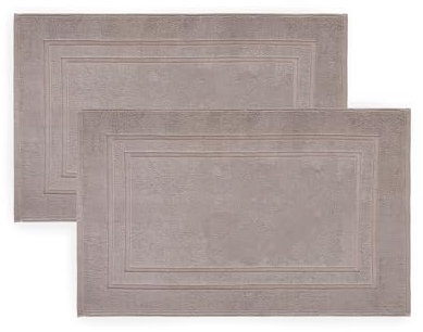 Como Badematte Taupe-Beige 2 Stück, weiches saugstarkes Polyester, beidseitig verwendbar, schnelltrocknend, Fußbodenheizung geeignet, 1.000 GSM 40x60 cm