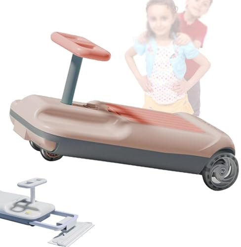 JMOUZHG Cleaning Go Kart for Kids, Ride On Mop Floor Cleaner Go Carts,Speed Retractable Cleaning Mopping Kart (Purple pinkSingleDrive)