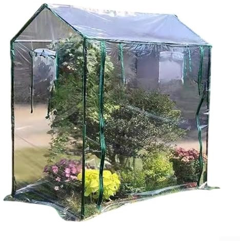 Homeponnew Housse de serre en PVC transparent avec porte roulante de ventilation, abri de jardin étanche avec toit incliné, pour contrôle de la température de croissance des plantes (130 x 90 x 150 cm