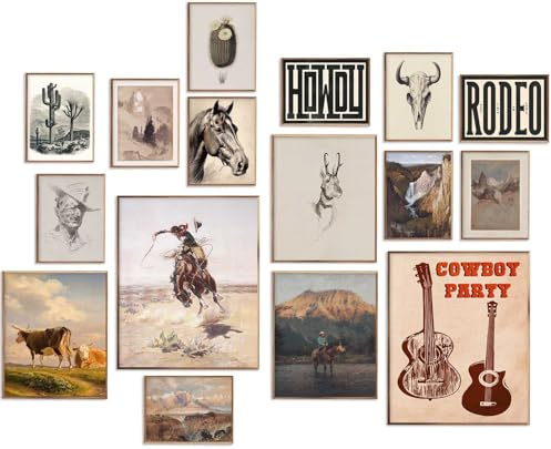 Western-Wanddekoration, Vintage-Wandkunst, südwestliche Dekoration für Zuhause, Vintage-Cowboy-Bilder, Boho-Ranch-Wüste, Südwestliche Wandkunst, Bauernhaus-Kunstdrucke für westliche