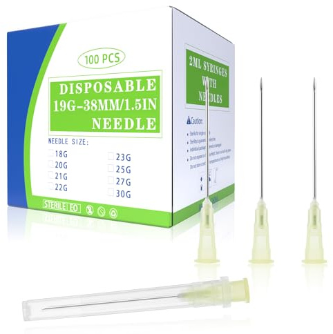 19G 38MM Dispensing Accessories Needles Luer Lock Lab Supplies, Individually Wrapped 100 Pack