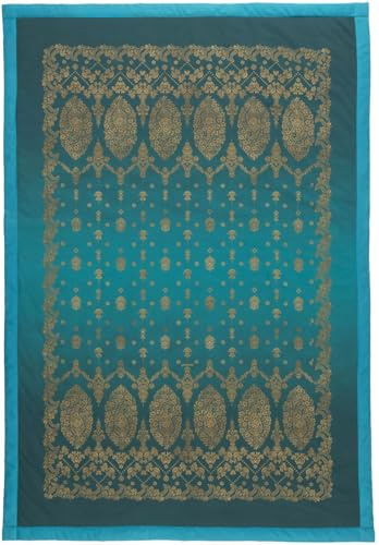 Bassetti Gold Decor Plaid in 100% cotone, colore verde smeraldo V1, dimensioni: 135 x 190 cm - 9333419