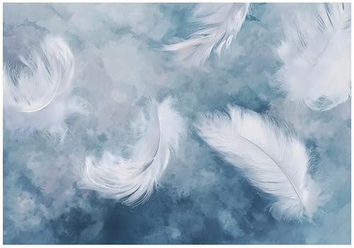 WallArena - Fotomural de vellon Plumas, Abstracto, 400x280 cm - Fotomurales - Papeles pintados - para salon y dormitorio - Papel pintado de vellon mural de pared efecto 3D - incl, cola - Acuarela