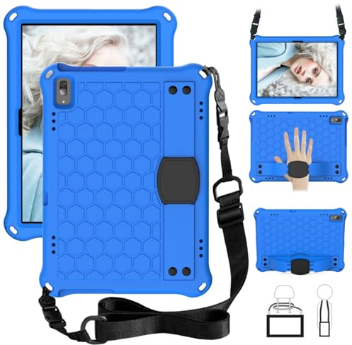 FlexiSlate Kids Case for Lenovo Tab M10 HD (TB-X505F,TB-X605F) / Smart Tab P10 (TB-X705F),EVA Shockproof Cover with Portable Handle & Bracket & Shoulder Strap (Blue + Black)