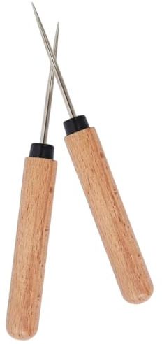 2-Piece Awl Tool for Leather Working, Wood Handle - Punch for Leather Working, For Crafts, Beginners, Amateurs, Women, Adults, Home, Art Classes,