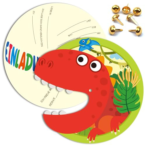 Funnlot 12 Stück Dino Einladungskarten Kindergeburtstag,Geburtstag Deko | Einladungskarten Kindergeburtstag Junge,Geburtstagseinladungen Jungen,Dino Geburtstag Deko,Kindergeburtstag Themenparty