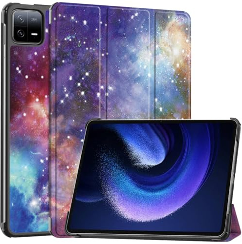 Techsuit für Xiaomi Pad 6 und Pad 6 Pro Hülle mit 360 Schutz, Verstellbarem Ständer, Mikrofaser Innenfutter, Schlankem Design, Anti Fingerabdruck, FoldPro Series, PU Leder, Galaxie