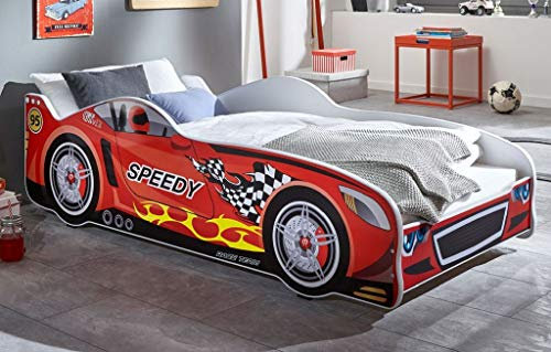 Froschkönig24 Autobett Speedy Rennfahrerbett Kinderbett Spielbett Bett Rot