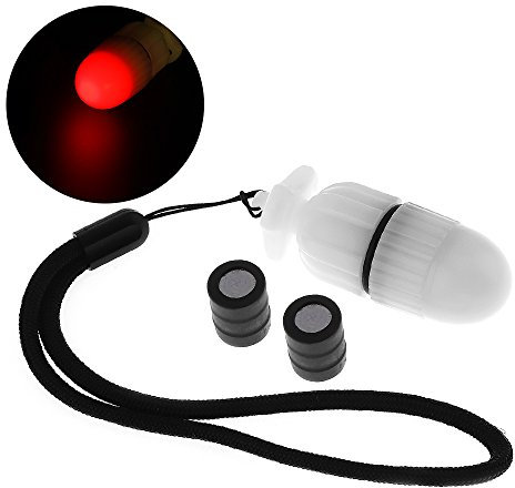 SecurityIng 1Pc Subacquea Luce di Segnale Strobe Scuba Night Dive Marker LED Lampeggiante Lampada di Sicurezza Firefly Diving Beacon Beam 200M Subacquea 200 Ore Durata con Batteria - Rosso