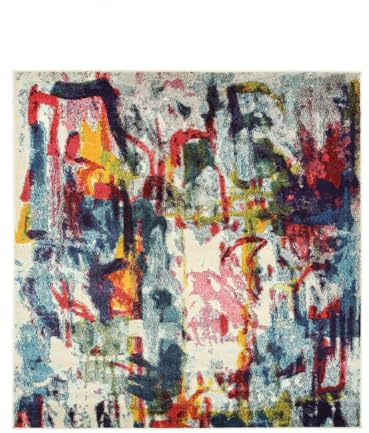 RugVista Leloudo Teppich, 200 x 200 cm, Mehrfarbig | Moderne, Unsere Designer, Quadratisch, Niedriger Stapel, Nur chemische Reinigung, Oeko-Tex 100