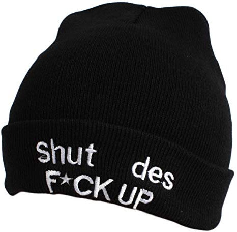 Sonia Originelli Statement Mütze F*CK UP Beanie Strick Unisex Schwarz