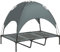 PawHut Lit chien sureleve avec parasol, lit de camp chien chat sur pieds tissu Oxford respirant, anti-UV cadre en métal sac de transport inclus couchage extérieur pour chat 122 x 92 x 108 cm gris noir