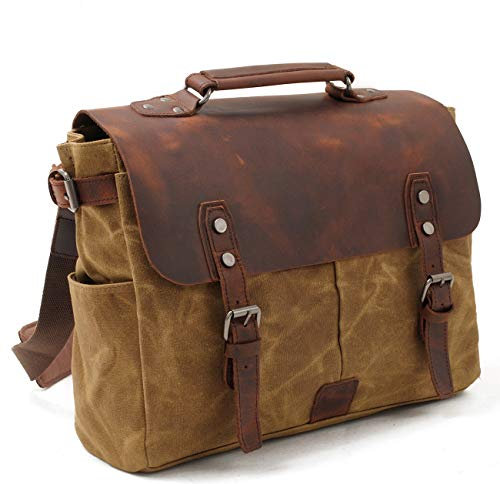 KEREITH männer - beutel leder - vintage - leinwand laptop - tasche wasserdicht ist leinwand ranzen schulter aktentasche für business - schule alltag brown college arbeiten