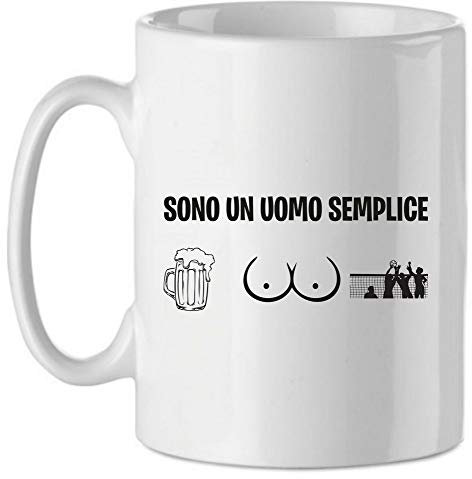 bubbleshirt Tazza Mug Divertenti Uomo Sono Un Uomo Semplice - pallavolo - passioni - Idea Regalo