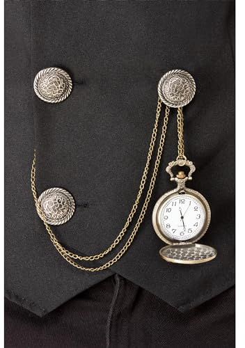 Smiffys 20er Jahre Taschenuhr, Gold & Silber, ohne Funktion, Kette, sortierte Designs Halloween