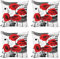 ABAKUHAUS Mohn Dekokissen Kissenbezug 4er Pack, Grunge Pinsel Blumen, Modern Accent Doppelseitiger Digitaldruck, 40 x 40 cm, Vermilion Grau