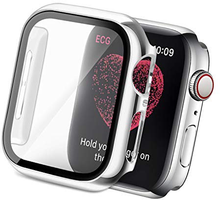 Yolovie Compatibile con Apple Watch Case Proteggi Schermo in Vetro temperato 42mm, Serie 3/2/1 Slim Cover Bumper Cornice Protettiva per PC Protezione Completa per iwatch (42mm Argento)