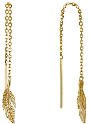 LES POULETTES BIJOUX - Boucles d'Oreilles Chainette Plaqué Or Plumes