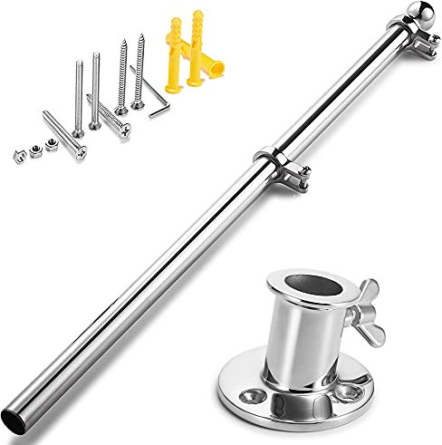 Zomchain, Flaggenmast mit Sockel – Flaggenhalter aus 316 Edelstahl, Flaggenmast-Set für Boot, Yacht und Garten – 91 cm