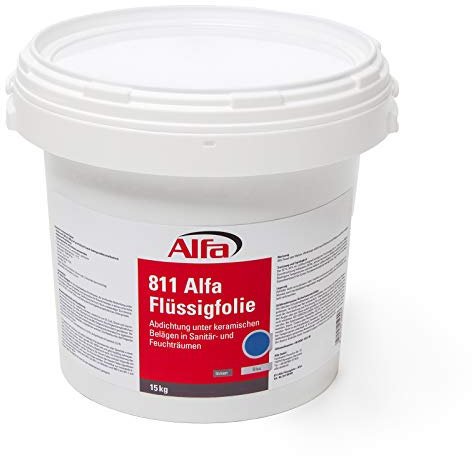 Alfa Flüssigfolie blau 15 kg - Abdichtung unter keramischen Belägen in Sanitär- und Feuchträumen, Dichtmasse Fliesenabdichtung Badabdichtung Küchenabdichtung Dichtfolie