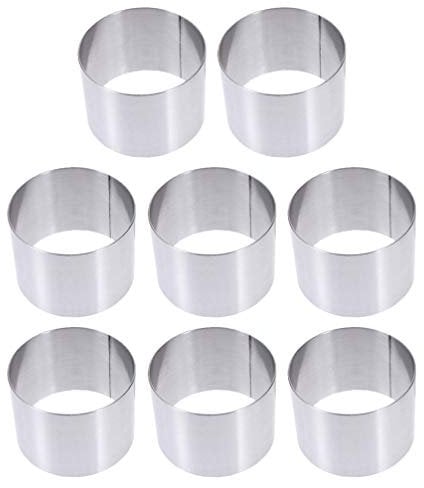 YARNOW 8Pcs Anneaux à Gâteau en Acier Inoxydable Anneaux de Mousse Réutilisable Cuisson Anneau de Pâtisserie Moule à Gâteau Emporte-Pièces