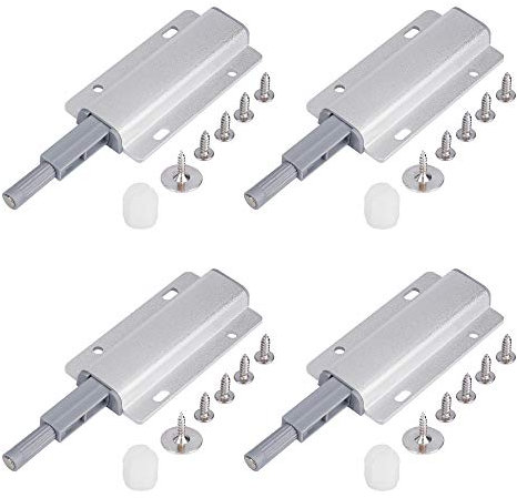 Türöffner Magnet Push to Open Türschließer Drucktüröffner Stark Dämpfer Puffer für Schublade Schranktür Schiebedach Silber 4 Stück