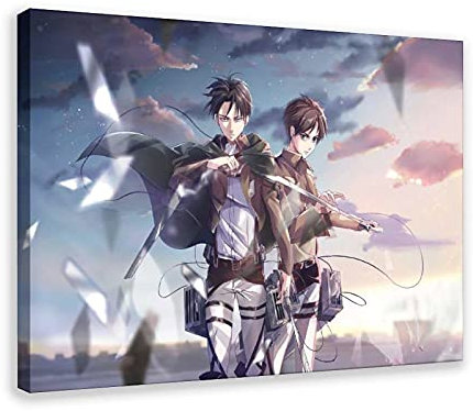 GAOPING Anime-Poster Attack on Titan Levi Ackerman 20 Leinwandposter Wandkunst Dekor Druck Bild Gemälde für Wohnzimmer Schlafzimmer Dekoration 60 x 90 cm Rahmen: