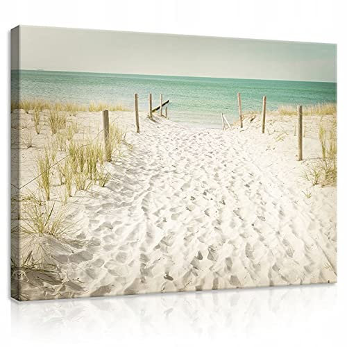 WallArena - Leinwand Bilder - Strand Meer Ostsee - 120x80 cm Leinwandbilder - Bild auf leinwand - Wandbild XXL groß Wandbilder für Wohnzimmer Schlafzimmer Wohnzimmerbilder Modern