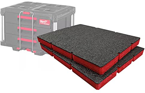 Shadow Foam Easy Peel – Foam Inserts for Milwaukee Packout Drawer Tool Box [Red 30mm Twin Pack] Cut and Peel Foam Inserts For Tool Organisation, Kaizen, 5s, Tool Storage & Storage Boxes
