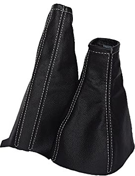 The Tuning-Shop Ltd Schaltsack Handbremsmanschette kompatibel mit Opel Astra F Leder verschiedene Naht Farbe wählbar (weiße Naht)