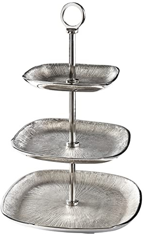 Riess Ambiente Moderne Etagere Orient 45cm Silber Hammerschlag-Design mit DREI Etagen