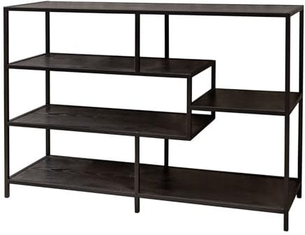 Riess Ambiente Industrial Bücherregal Slim LINE 114cm Esche schwarz fünf Regalböden Regal Wohnzimmerregal