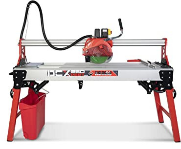 RUBI Máquina de Corte de Azulejos de Agua, Corte intensivo de Porcelánico, Gres y Baldosa Cerámica, Uso ocasional en Corte de Piedra Natural como Mármol o Granito, DCX-250 XPERT 1250, 125 cm