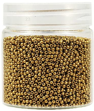 Bala&Fillic 2mm Runde Perlen zum Auffädeln 10000pcs/110 Gramm in Box,12/0 Matte Gold GlasPerlen kleine Rocailles Perlen für Machen Schmuck Ohrring Armbänder Halskette (Matte Gold)