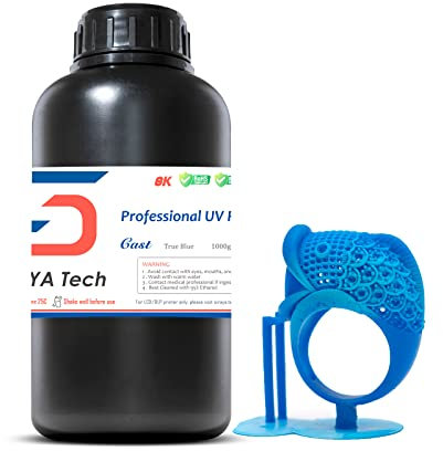 Siraya Tech Cast 3D-Druck Gießbares Harz Leichter zu Brennen und Drucken Glatte Oberfläche Hochauflösendes 405 nm UV-Härtendes Harz für Dickere Designs und Metallteile (Wahres Blau, 1kg)