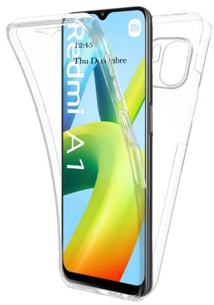AURSTORE Coque pour XIAOMI Redmi A1/A2, Protection intégrale Avant + Arrière en Rigide, Housse Étui Pochette Tactile Protection 360 degré (Transparent)