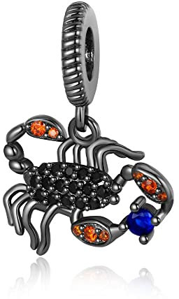 BEEUVIP Damen Der Skorpion Charm Anhänger für Armband 925 Sterling Silber Geburtsstein Charms Beads passend für Armband