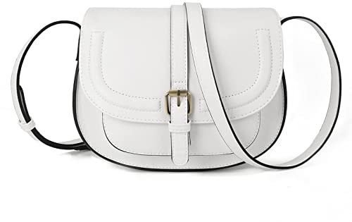 AFKOMST Umhängetasche für Damen, kleine Umhängetasche und Umhängetasche, Vintage-Sattelhandtaschen, veganes Leder, weiß