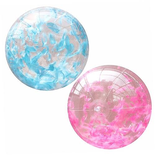 Toyvian Ballons de Plage Gonflables Transparents Plumage Lot de 2 PVC 40 Cm Ballon de Piscine Jouet pour Garçon et Filles et Adultes pour Piscine Plage Anniversaire