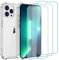 Whioltl Funda para iPhone 13 Pro Max con 3 protectores de pantalla de vidrio templado, funda transparente para teléfono, antiarañazos y absorción de golpes, funda básica transparente compatible con