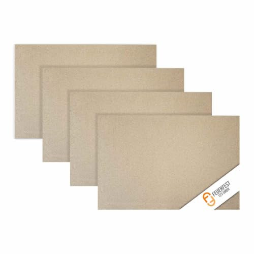 Vermiculite Platten 4 Stück, 300x200x20 mm, Schamotte Ersatz zur Reparatur von Feuerräumen, Brandschutzplatte für Öfen & Kamine, hitzebeständig bis 1.150 °C, Dichte 600 KG/m³